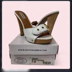 Steve Madden White Leather Platform Heels